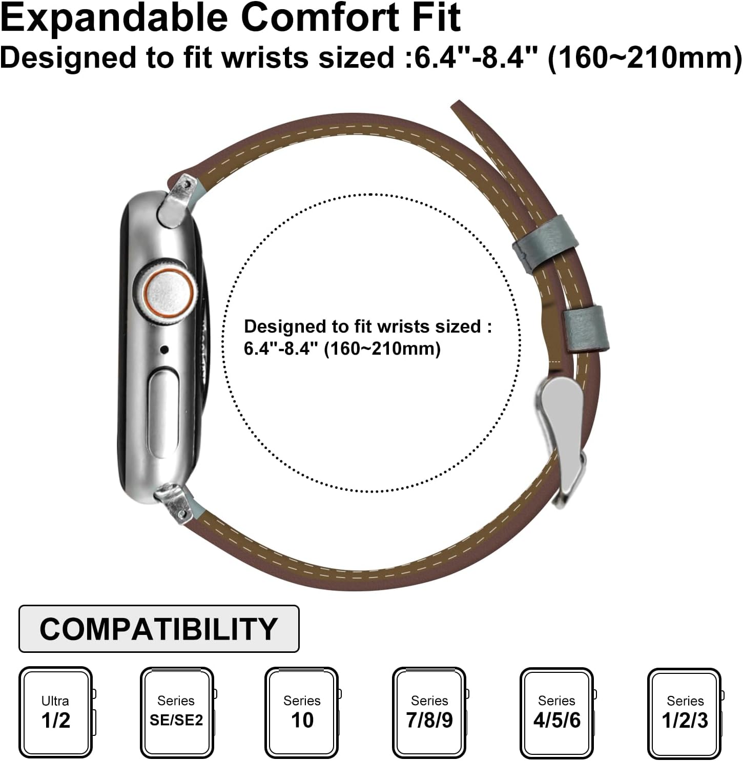 Genuine Leather Band Compatible with Apple Watch Bands for Women Men 49mm 46mm 45mm 44mm 42mm 41mm 40mm 38mm, Soft Leather Replacement Strap for iWatch Ultra/SE/Series 11 10 9 8 7 6 5 4 3 2 1 - Image 8