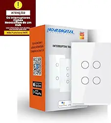 Interruptor Inteligente Touch 4 Botões ZigBee Nova Digital