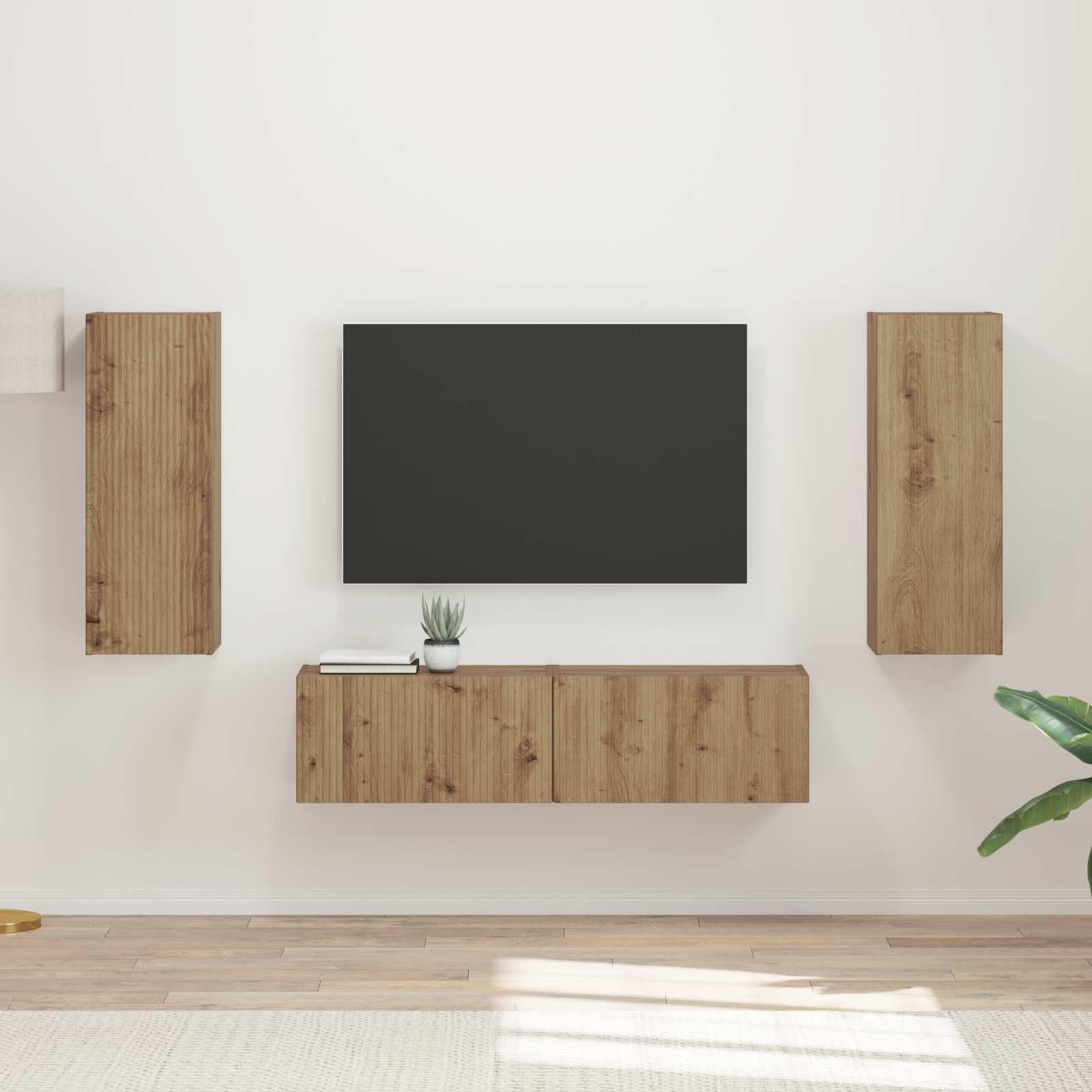 Set di mobili per TV da parete, 2 pezzi, rovere Artisan