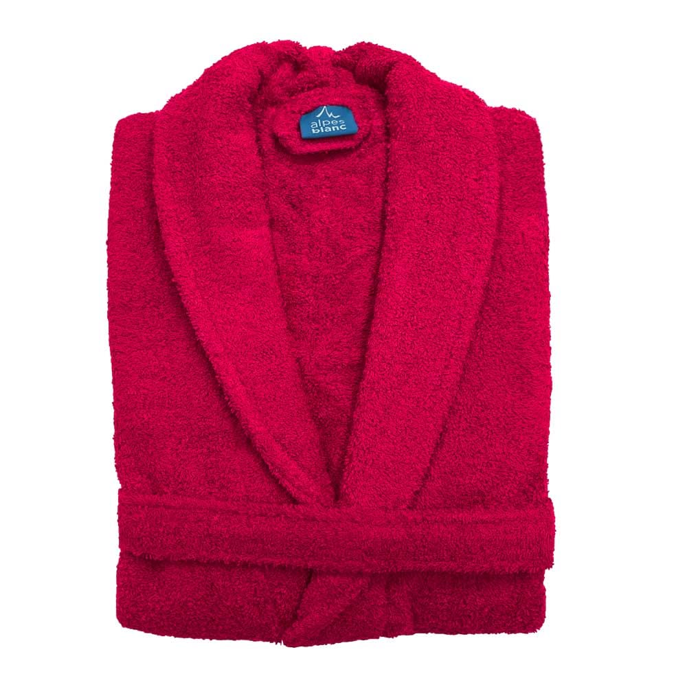 Alpes Blanc - Albornoz de baño con cuello de rizo, 100% algodón, albornoz para hombre y mujer/salida de baño, 100% algodón, Framboise / Fuschia, L