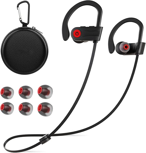 Otium Bluetooth Headphones, Wireless Headphones IPX7 Waterproof Earphones Sport Earbuds With Bluetooth 5.3 Chip 15 Hours Battery, Sound Isolation Mic Earbuds for Gym Running Outdoor Sports Workout