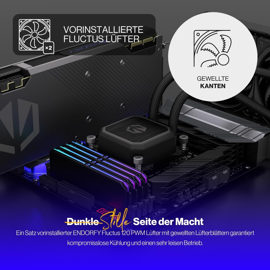 ENDORFY Navis F240 CPU AIO Wasserkühlung 240 mm | 2x Fluctus 120 PWM, PWM Pumpe mit Keramiklager, AMD AM5/AM4, Intel LGA1851/1700/1200, PT 3 Wärmeleitpaste
