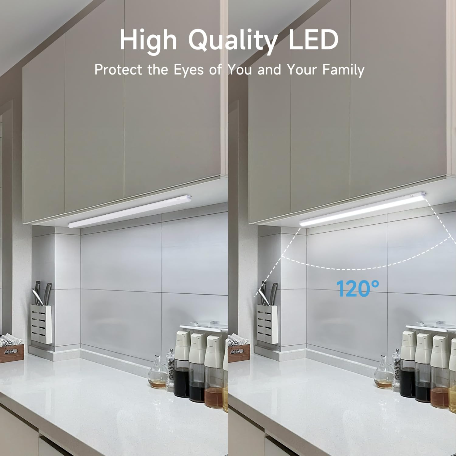 Aigostar Luz Bajo Mueble Cocina con Interruptor 12W Luz LED Armario, 230V Luz Blanca Fria 6500K, Luces para Vestidor Tira LED Armario, L880*W23*H34mm, 2 pcs