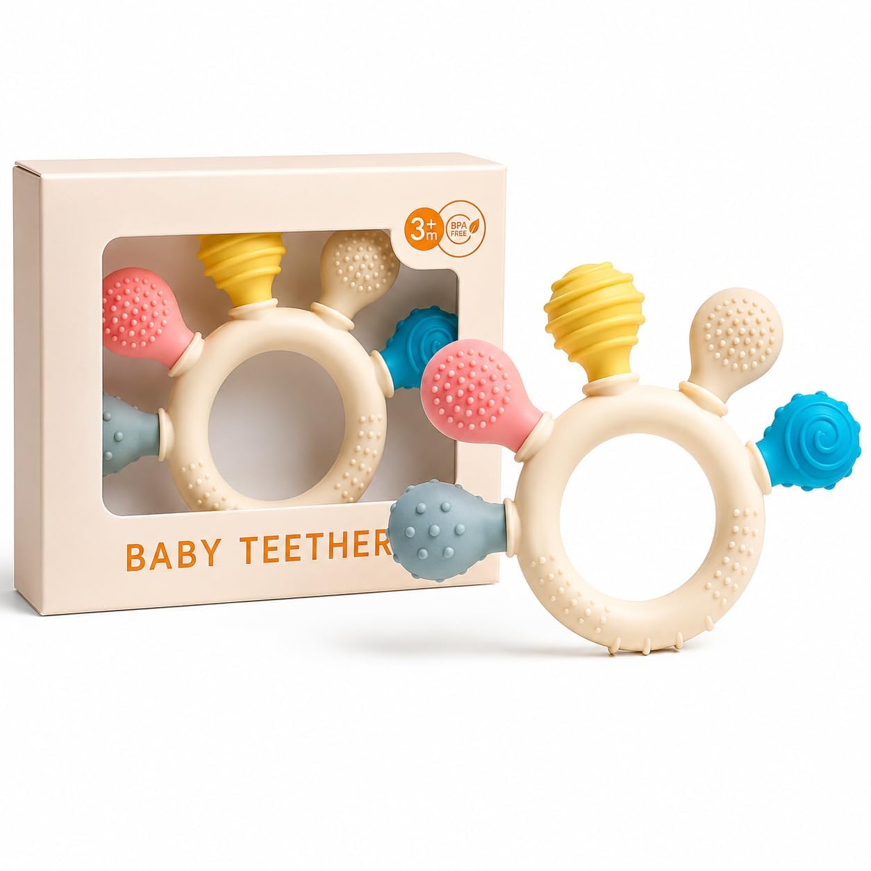 XBEY Baby Teether Toy – Silicone Teething for 3+ Months | BPA-Free, Soft & Safe Infant Chew Toy-picture-12