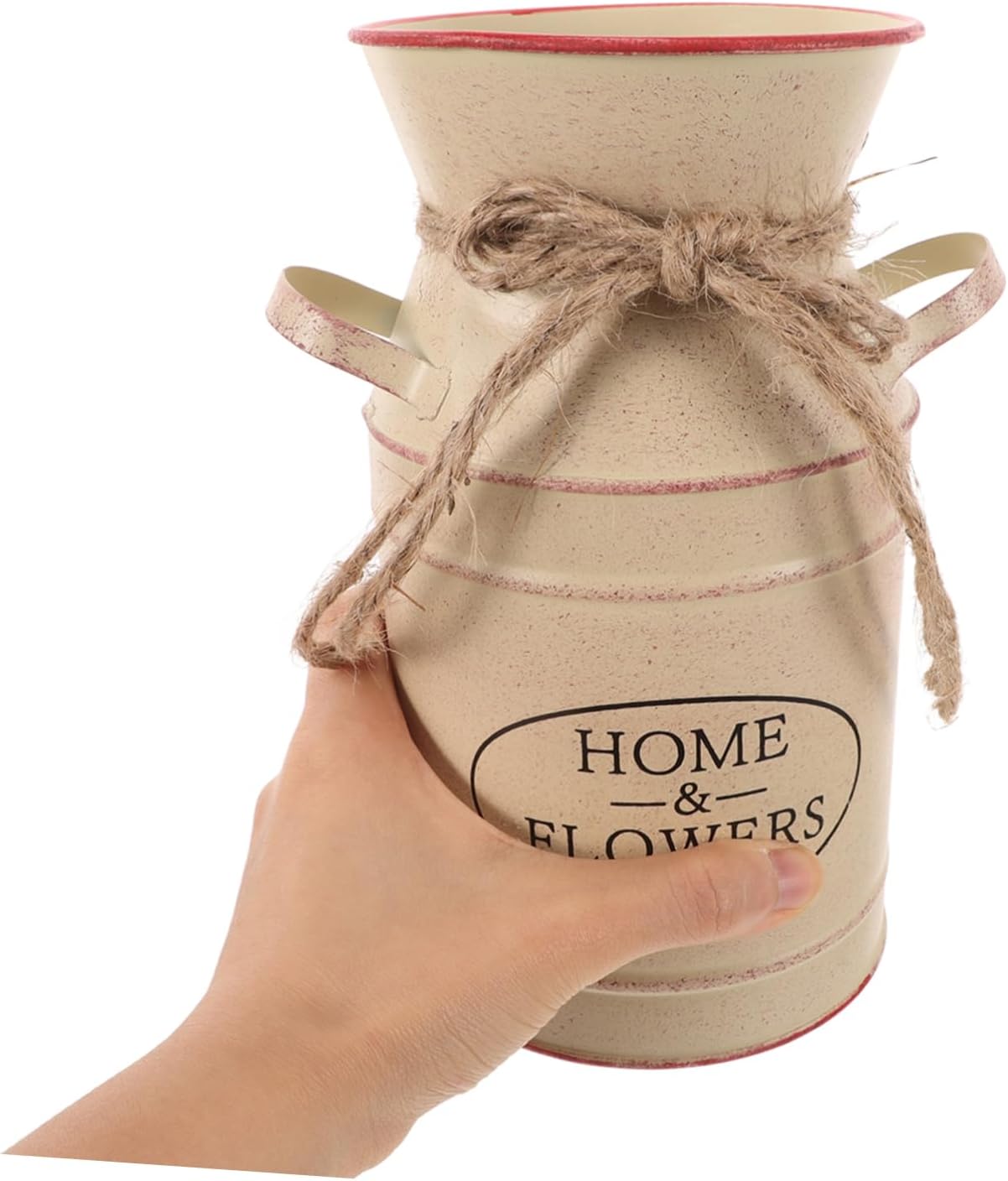 Beavorty Iron Vintage Flower Vase (Beige, Bucket, 3.93X3.93X7.47in) - Shabby Chic, Rustic Home Decor, Dining Table Centerpieces Decor, Durable, Sturdy