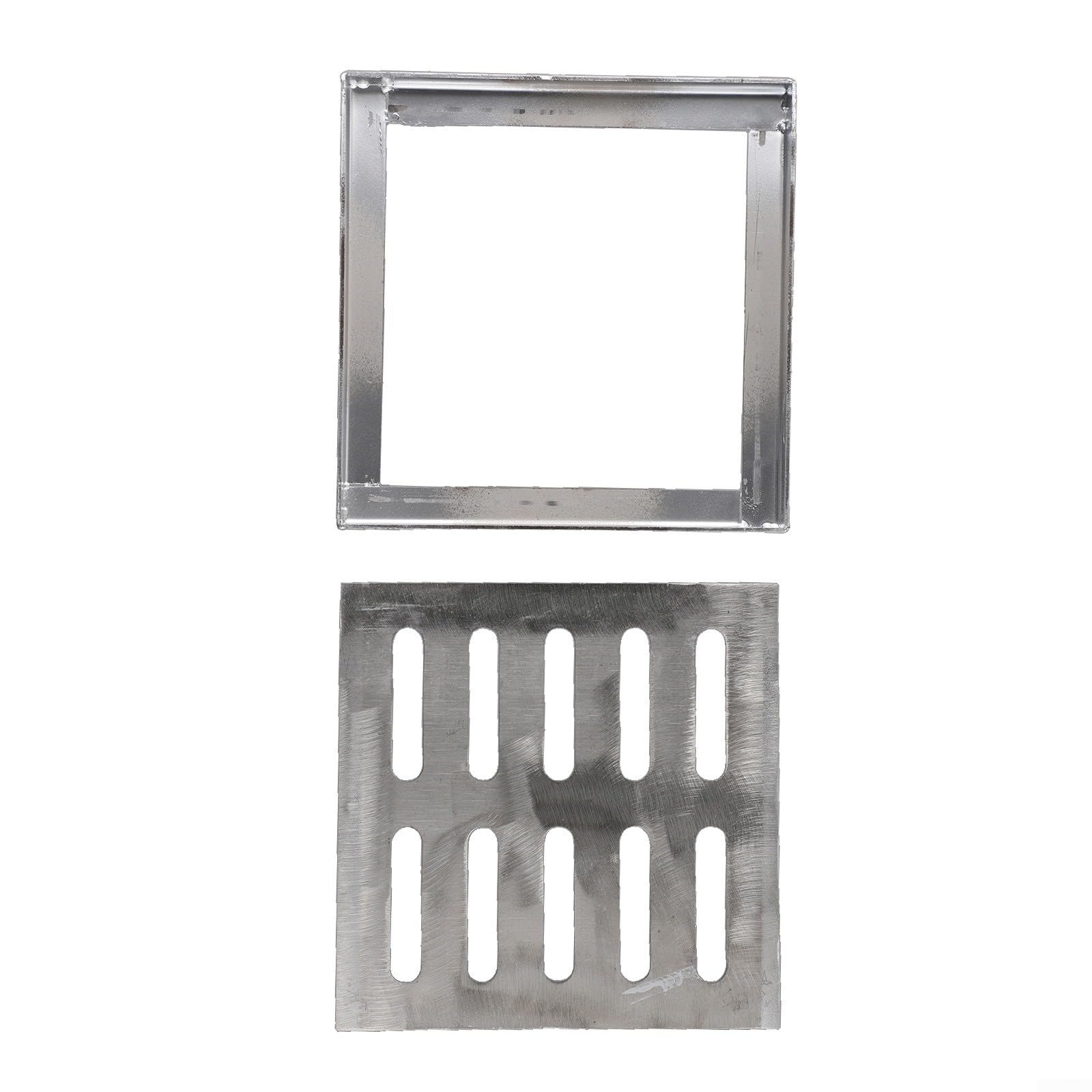Drain Grate Drain Cover Grate Lid, Gully Grid Double-Row Hole Stainless Steel Floor Drain With Frame Slip-Resistant Outdoor Drainage Cover 150-300mm(150 * 150 * 20 * 2mm)
