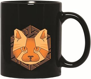 Polygonal Cat Face Gift for Pet Lovers Unique Design 11oz 15oz Black Coffee Mug