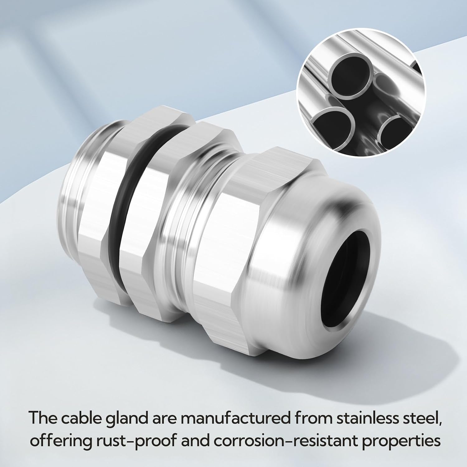 2pcs 3/4"NPT Stainless Steel Cable Gland with Nut, Metal Waterproof Cable Gland, Adjustable Cable Gland Protectors 13-18mm