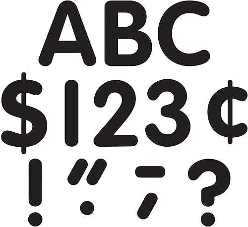 Teacher Created Resources Black Classic Font - Paquete de letras mayúsculas de 4"