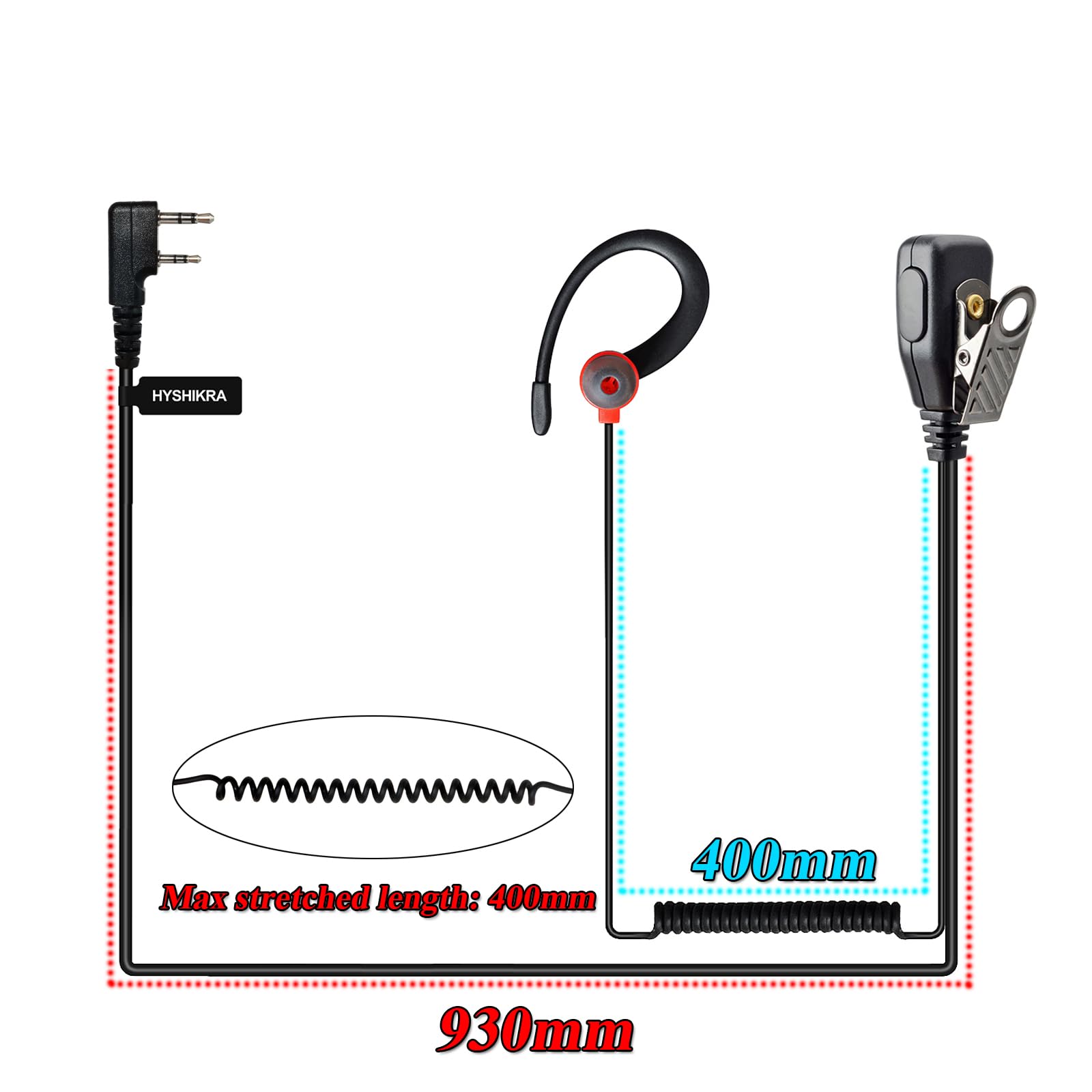 2-Pin Walkie-Talkie Headset mit Mikrofon PTT | kompatibel mit Baofeng UV-5R Retevis Kenwood Quansheng Walkie-Talkies