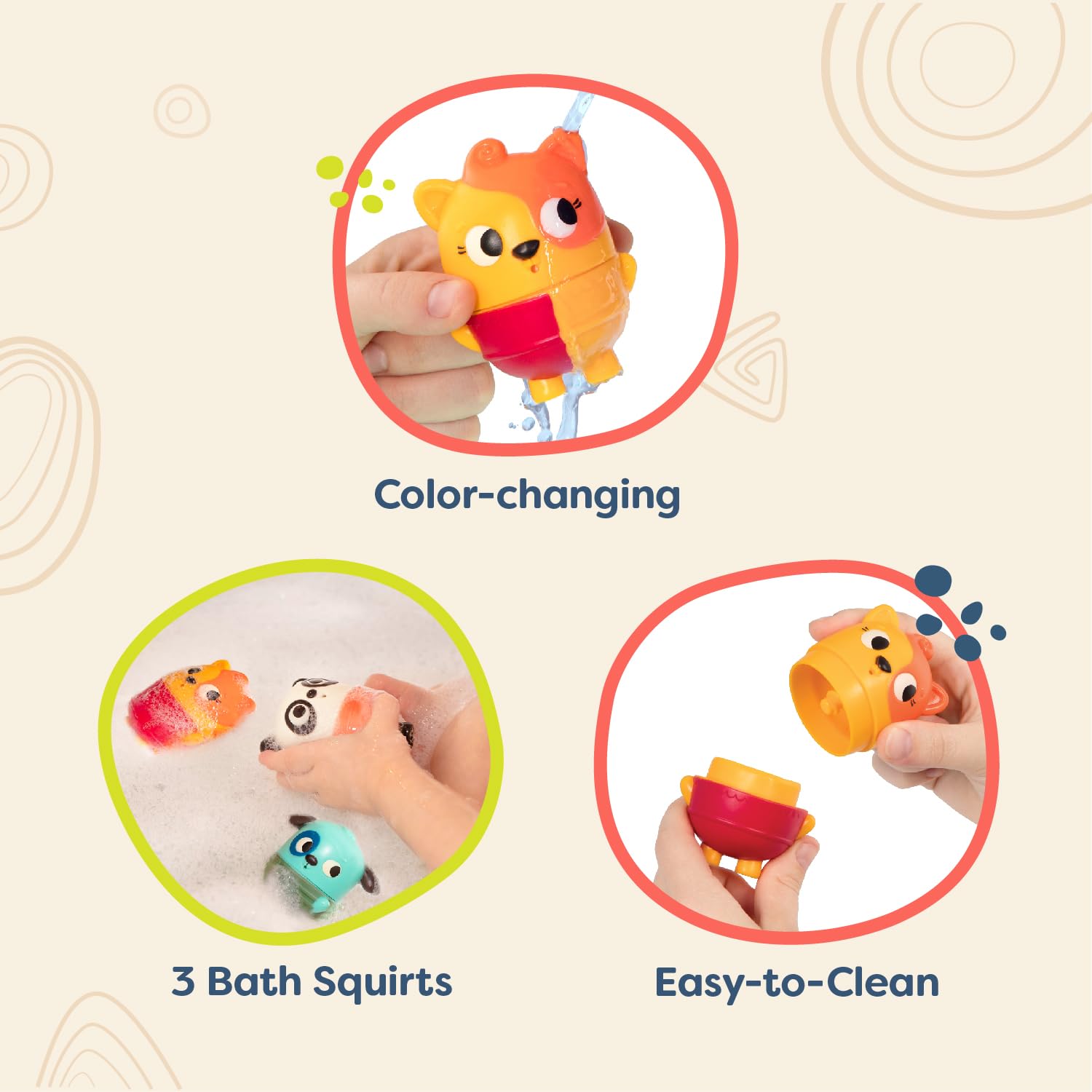 Juguetes de baño sin moho - Squish & Splash - Juego en agua y tiempo de baño - Color - animales cambiantes - Juguete de baño fácil de limpiar - 6+ meses 2
