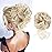 KETHBE Messy Bun Hair Piece Tousled Updo Hair Buns Extension Elastic Hair Band Hair Pieces Curly Hair Bun Scrunchie For Women (Pale Golden Blonde Mix Blonde)