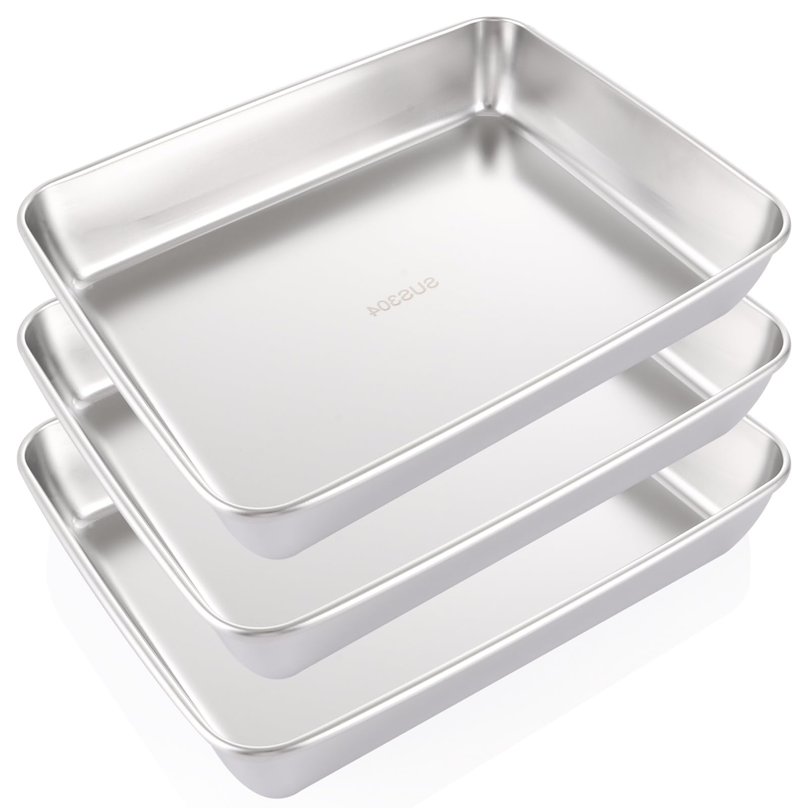 Oungy 3PCS Baking Trays for Oven Non Stick 31 x 24 x 5.5cm Stainless Steel Oven Trays