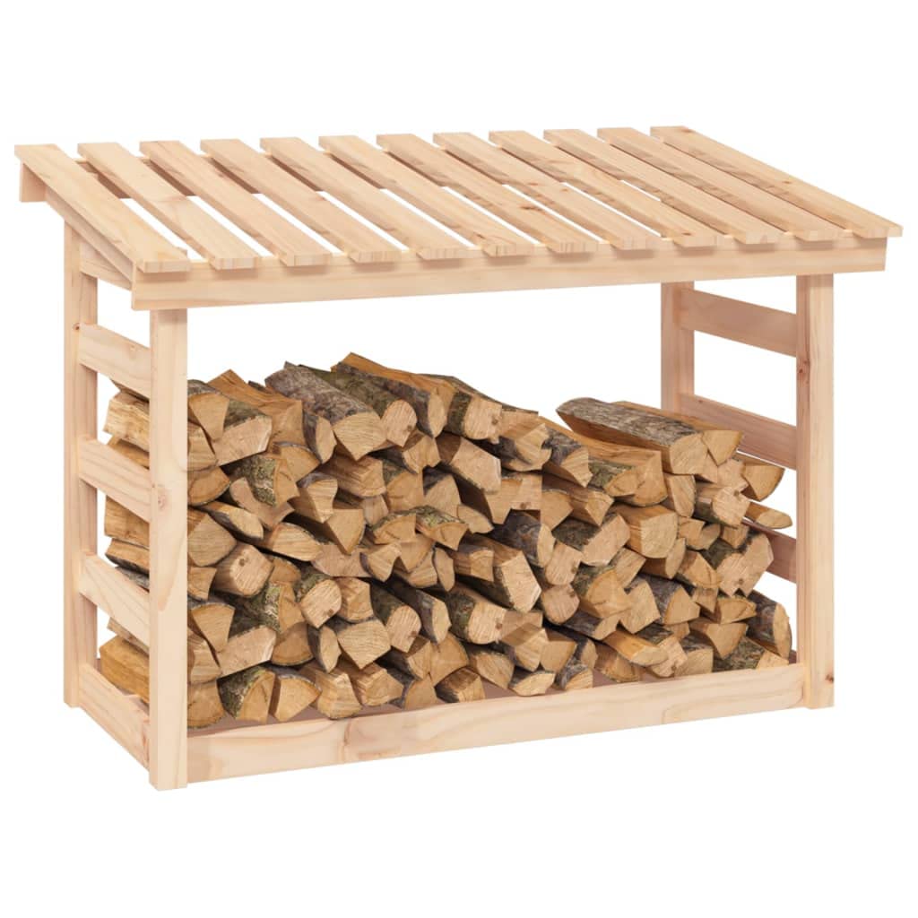 Kaminholzregal 108x64,5x78 cm aus massivem Kiefernholz, Brennholzregal für die Garten-Lagerung, Holzunterstand für Scheite