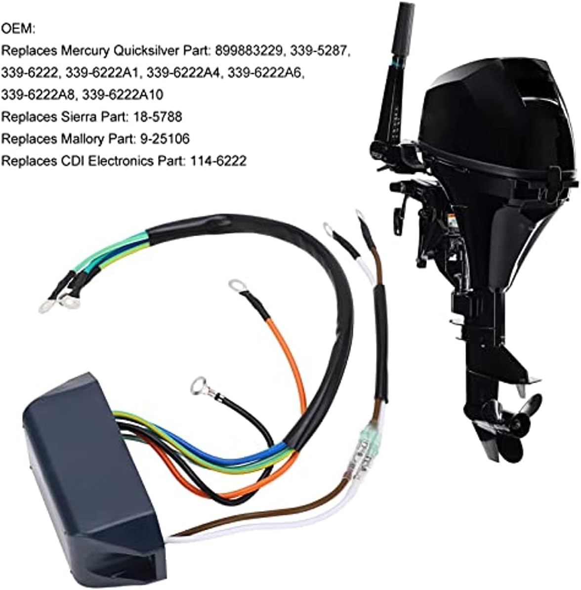 Replacement for 20 Hp 2Cyl 20, 200 3537531 ‑ 4709592, 4 Hp 2Cyl 40, 4, Gnat 5589202-5595531 1976-1980 899883229 Outboard Engine CDI Switch Box