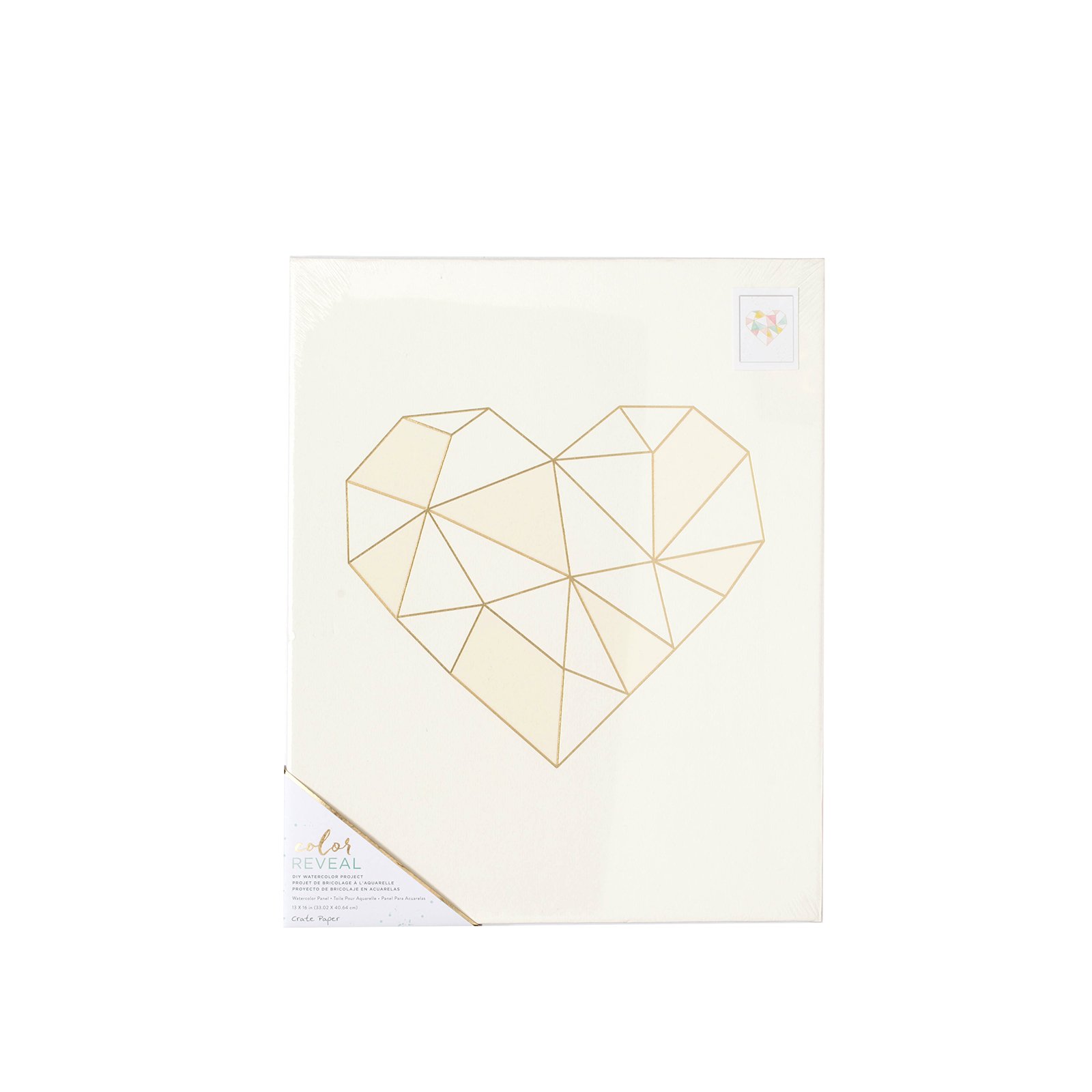 American Crafts Geo Crate Paper Watercolor Panel Color Reveal 13 x 16 Inch Geometric Heart