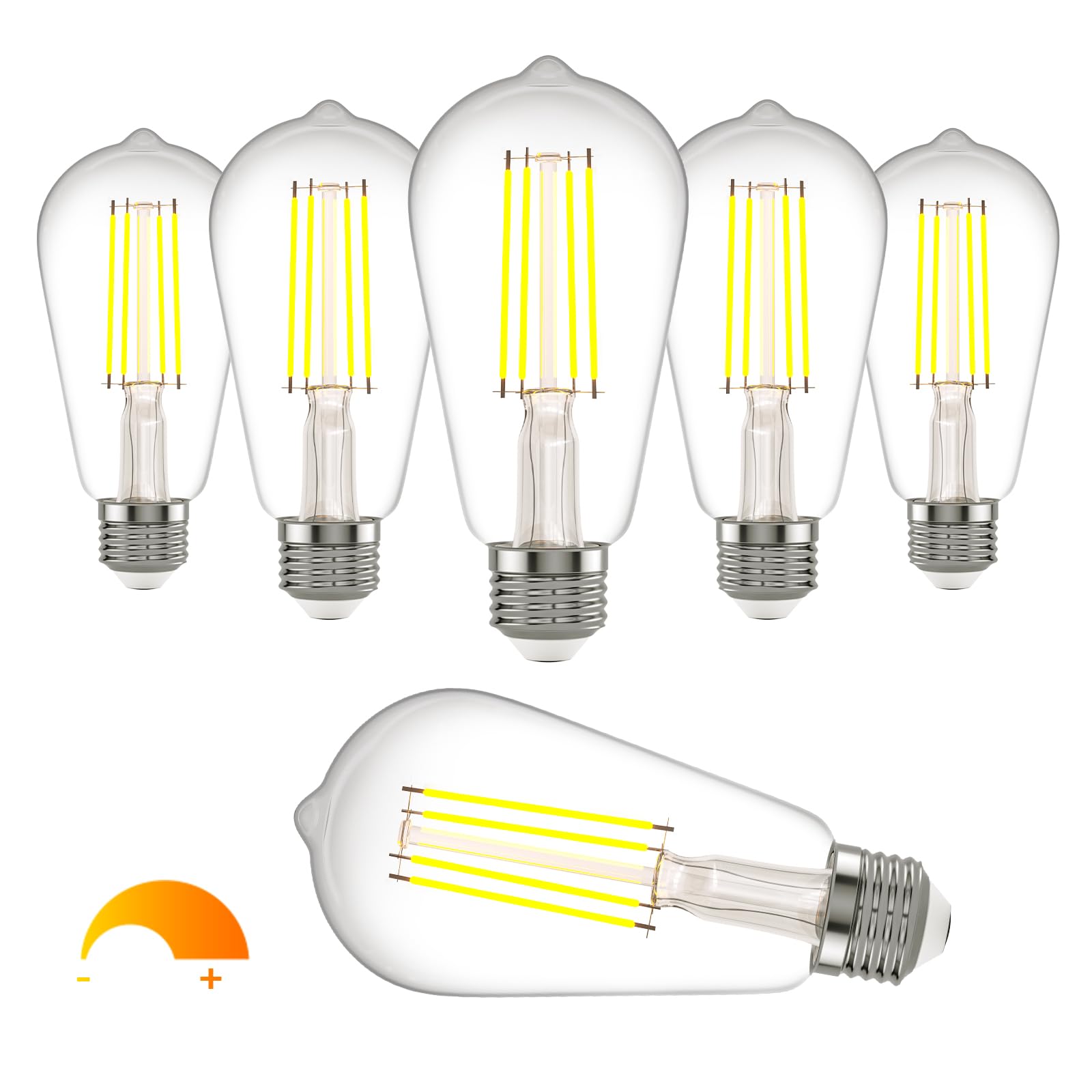 Kawaya E26 LED Edison Bulbs: 8W Equivalent 80W Dimmable LED Bulbs - Vintage ST58 4000k ‎Neutral White - 800 Lumens High Brightness Filament Bulbs with