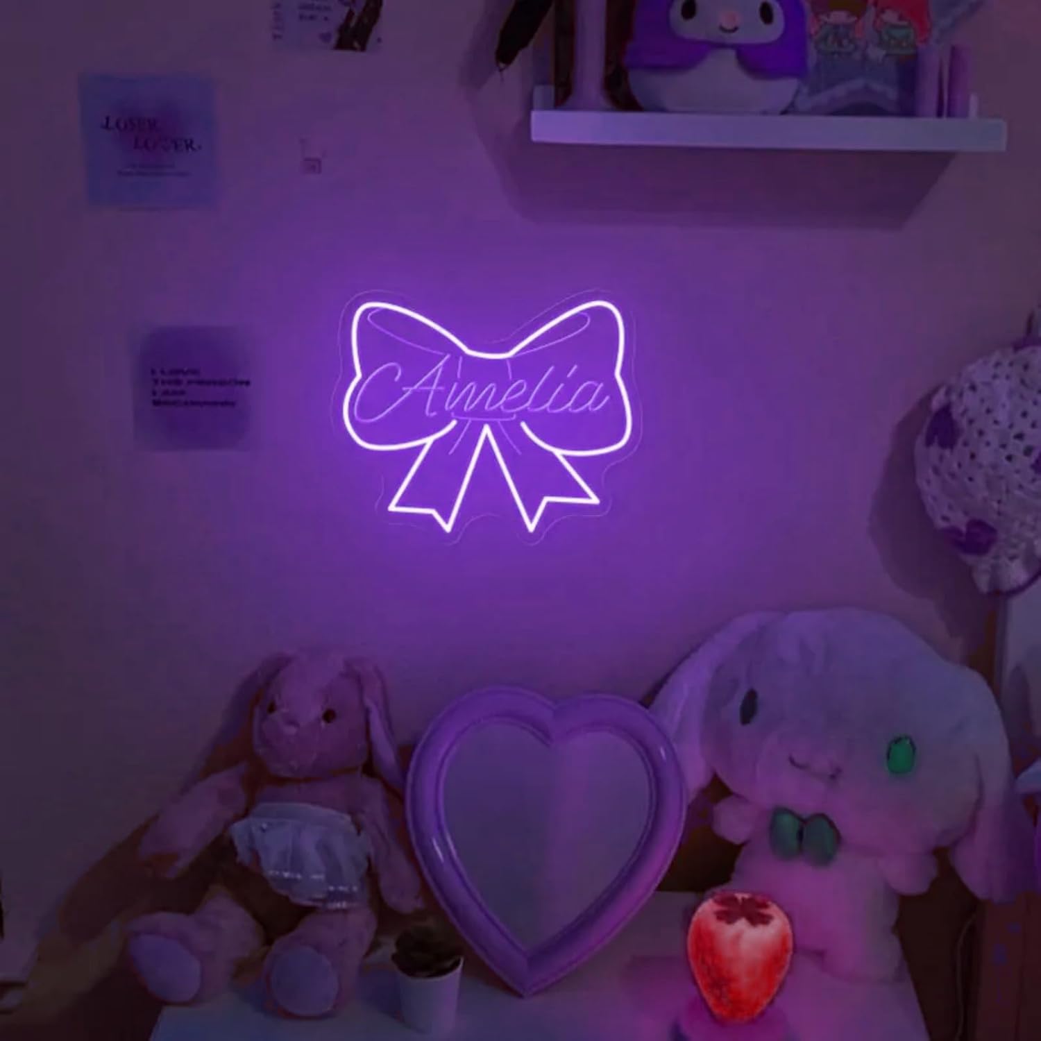 Custom Bow Name Neon Sign,Pink Bow Neon Sign,Coquette Name Sign,Girl's y2k Room Decor,Personalized bow name decor, Pink Room & Beauty Salon Decor,Christmas Party Art Wall Decorative Night Light