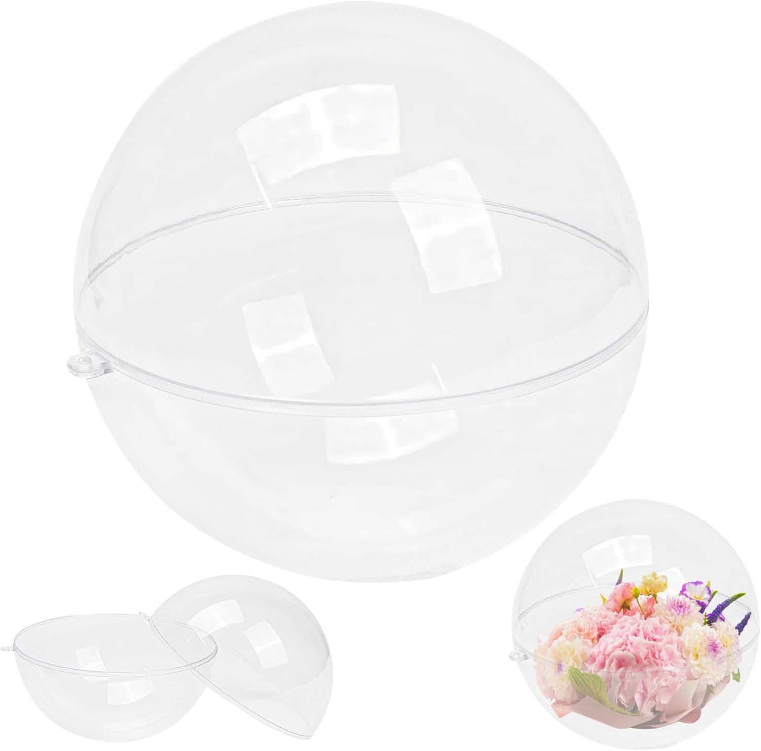 6 Inch Clear Plastic Fillable Ornaments Ball, Sphere Acrylic Dome Balls Big for Ornament Favor Crafts Crafting Kit Molding Arts Giant Mold Shells (Clear Color)