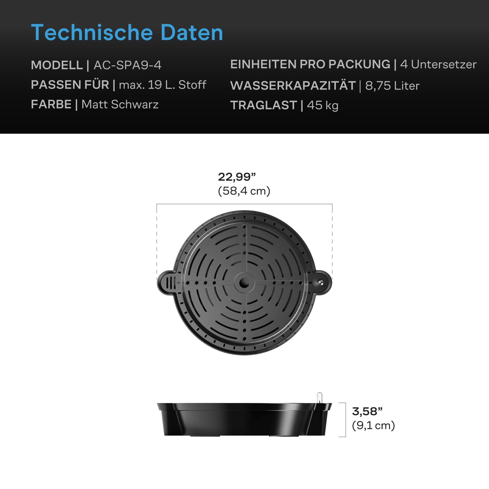 AC Infinity Selbstbewässerungs-Basis für Stofftöpfe, 4er-Pack Automatisches Bewässerungssystem, extra große, erhöhte Pflanzenschalen für den Einsatz in Indoor-Grow-Tents Gewächshäusern und Außengärten