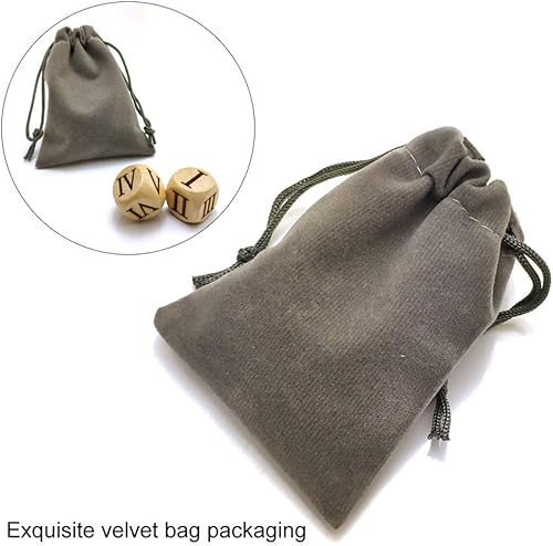 Miniatura 7 de Juego de 6 dados de madera de 0.787 in, diseño creativo, patrón de números romanos, dados rodantes de madera, juego de fiesta