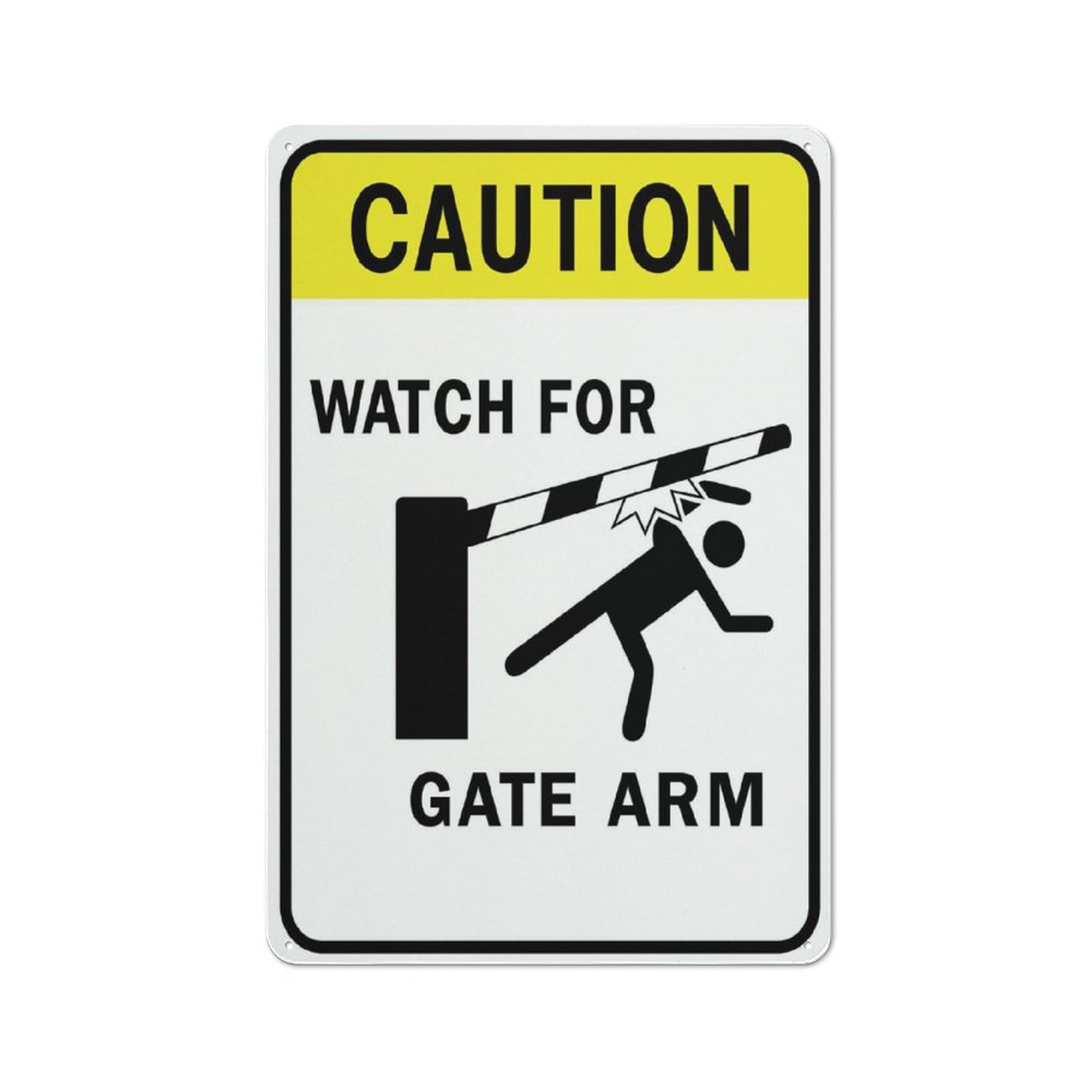 Caution Watch For Gate Arm Sign 8X12 Inch Rust Free Aluminum Easy To Read & Sturdy Keep Out Outdoor Metal Signs For Home Farm Yard