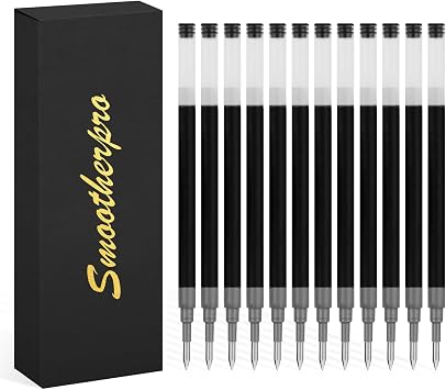 SMOOTHERPRO Gel Ink Refills, 12 Pack for Bolt Action Pen, Compatible with Pilot G2, 0.5mm Fine Point, Black InkG212