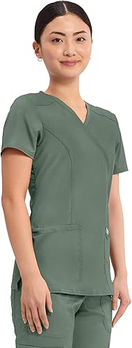 Vista 4 de Workwear Revolution WW610 - Ropa quirúrgica con estilo cruzado falso para mujer, elástica, suave y de fácil cuidado