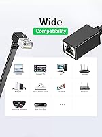 Vista 5 de Paquete de 2 cables de extensión Ethernet Cat7 de ángulo recto planos de 5.9 in/6 pulgadas, ángulo recto hacia abajo 90 grados LAN cable de conexión