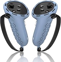 2 agarres de silicona multicolor para controlador, antideslizantes para Meta para Quest 3 y Quest 3S, correas con correas ajustables (azul)