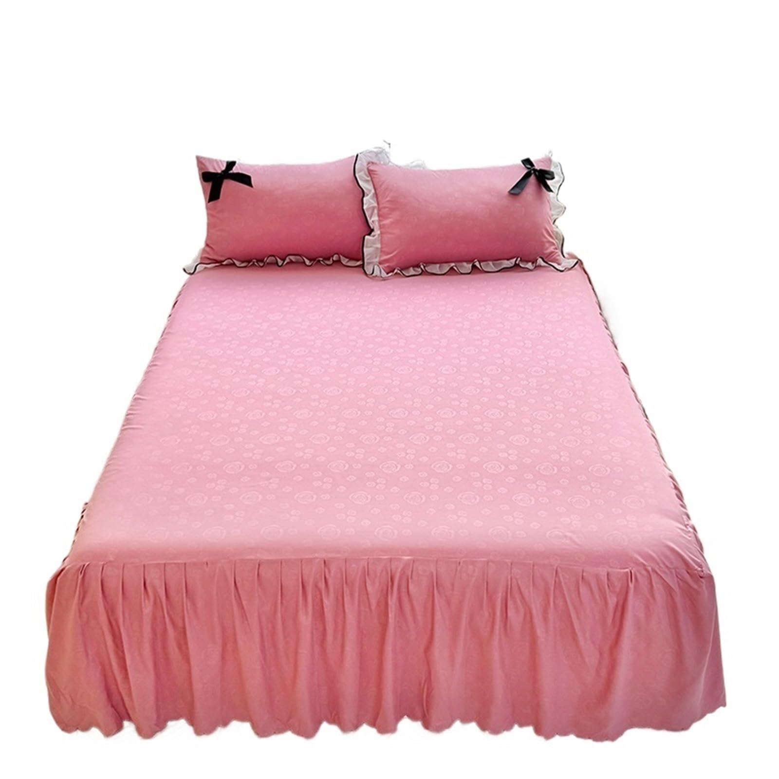 Ruffled Bedspread Simple Style Bed Skirt Ruffles Bedspread Cover Home Soft Mattress Protector(B,200x220cm 3pcs set)