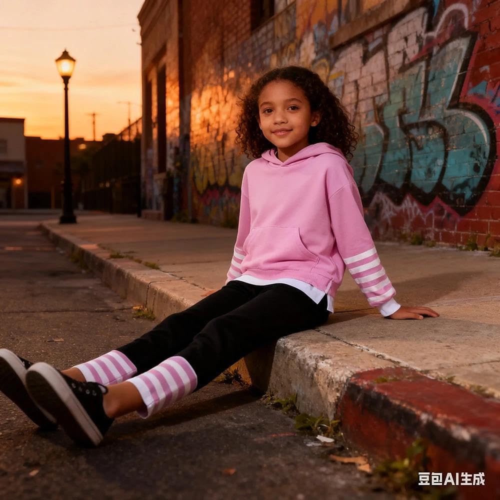 Size 5-11 Years Girls Clothes 2Pcs Outfits Hoodies Striped Leggings Pants Set Fall Winter Clothes 2025 - Image 2