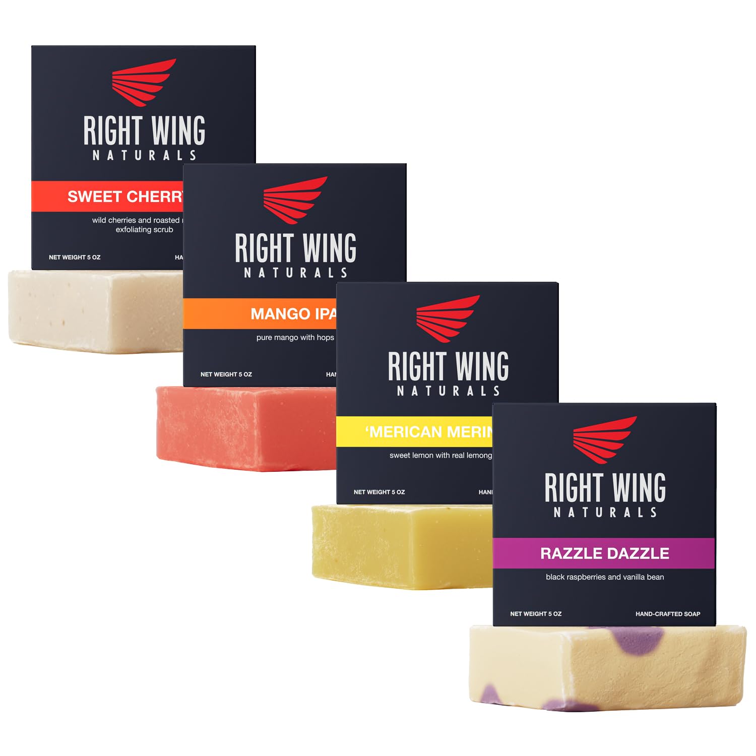 Right Wing Naturals Bar Soap Gift Set for Men | Handcrafted Cold-Pressed | Handmade Organic Soap for Men | Most Popular Flavors | Natural Scented Men’