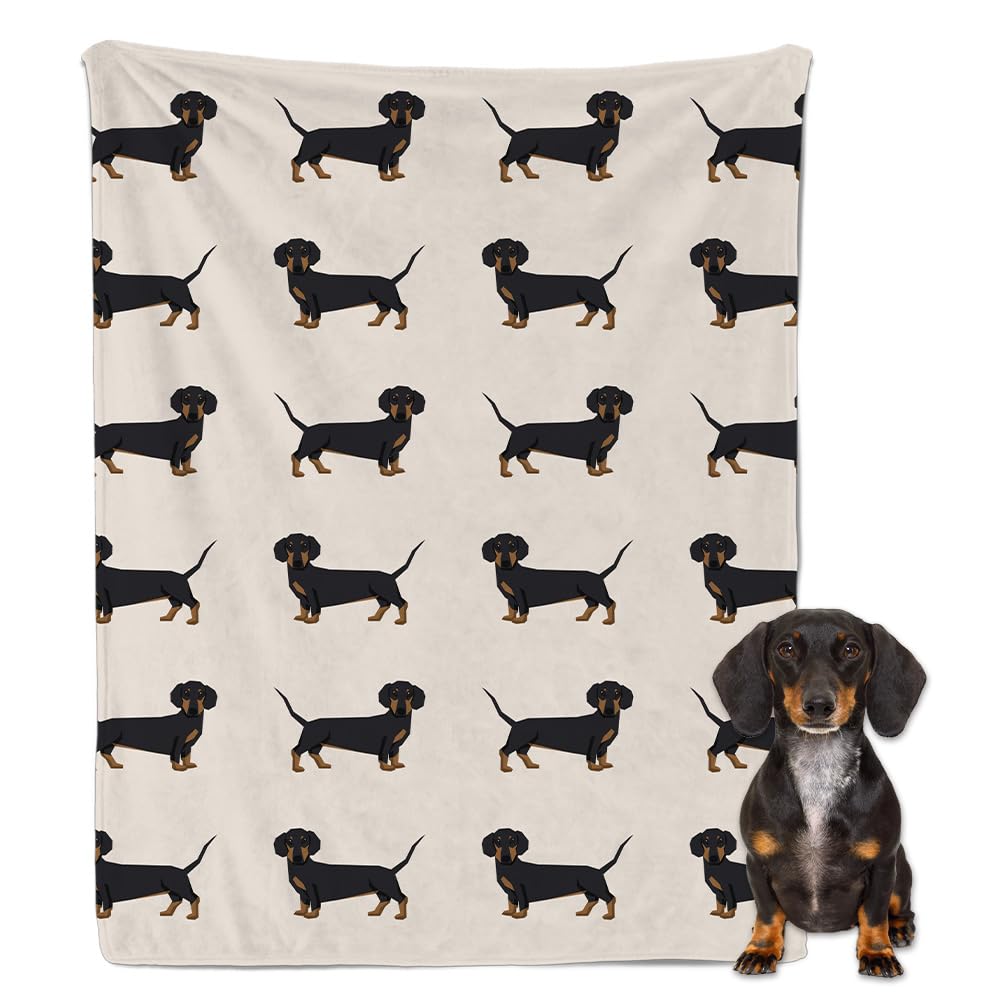 ARTBLANKET Cute Wiener Dog Dachshund Throw Blanket Fannel Fleece Super Soft Funny Blanket Travel Throw Blanket for Bed Couch Sofa 60 x 50 Inch for Teen
