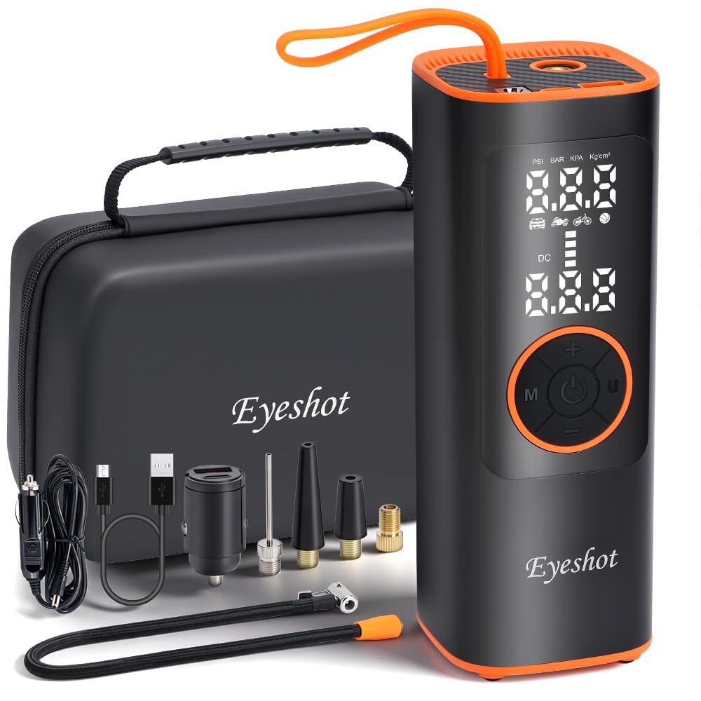Reifenfüller Tragbarer Luftkompressor, 2X Schnelleres Aufpumpen Kabelloser Luftkompressor, Elektrische Luftpumpe für Autoreifen mit 7800mAh Akkukapazität, 28.86W 3X Schnelleres Laden, Deluxe
