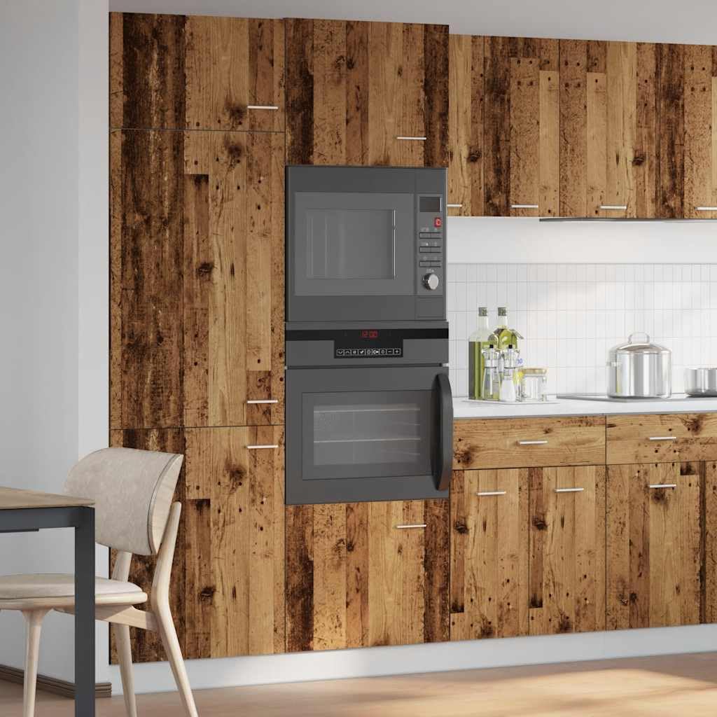 vidaXL Mikrowellenschrank Lyon Altholz-Optik 60x57x207 cm Holzwerkstoff