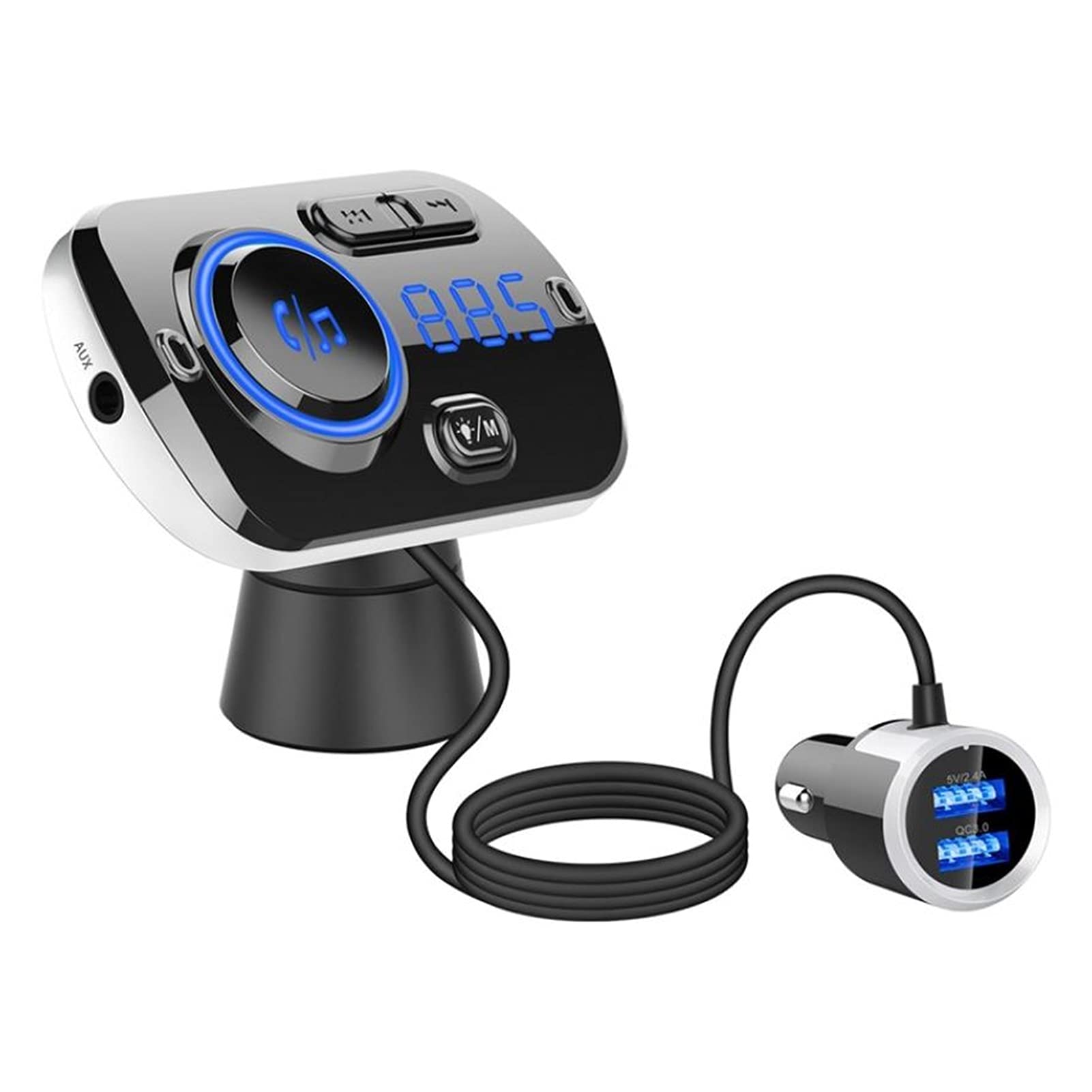 Adaptador de Audio Bluetooth Modulador de transmisor de Radio Bluetooth 5.0 FM Transmisor inalámbrico Dual USB con QC 3.0 Auto MP3 Jugador FM TF Tarjeta