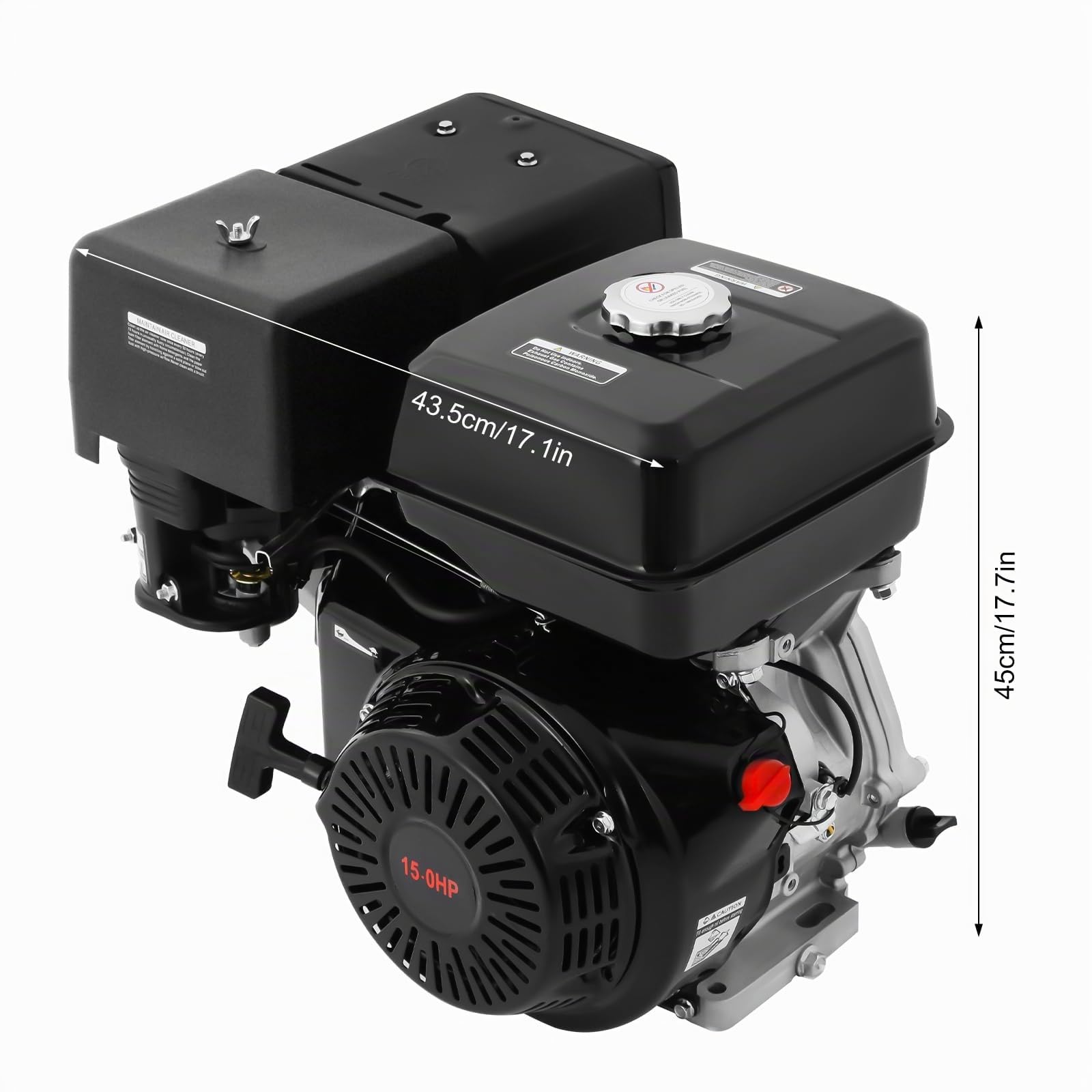 Motore a benzina a 4 tempi, motore a clock, 9700 W, 15 CV, 420 cc, 6,5 l, refrigerato ad aria, adatto per pompe generatori e macchine da costruzione