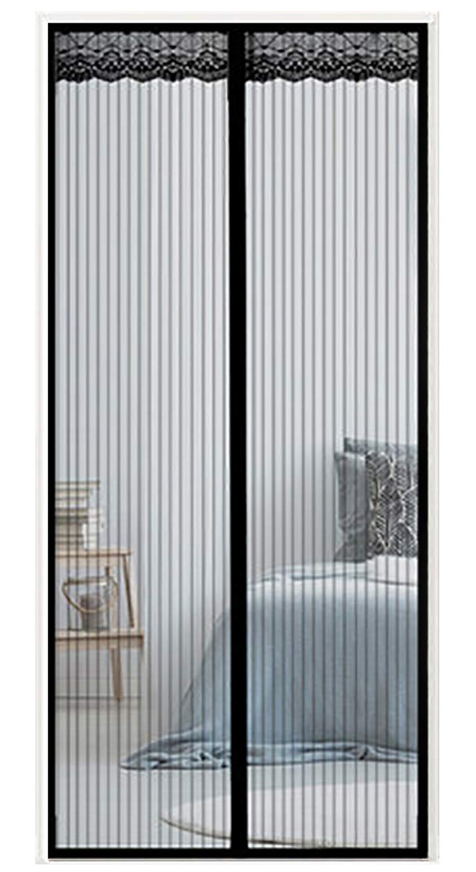 GettyGears Reinforced Magnetic Window Screen Mesh Curtain with Magnets for Window and Door Full Frame,No Drilling 51" x 86" Inch Black