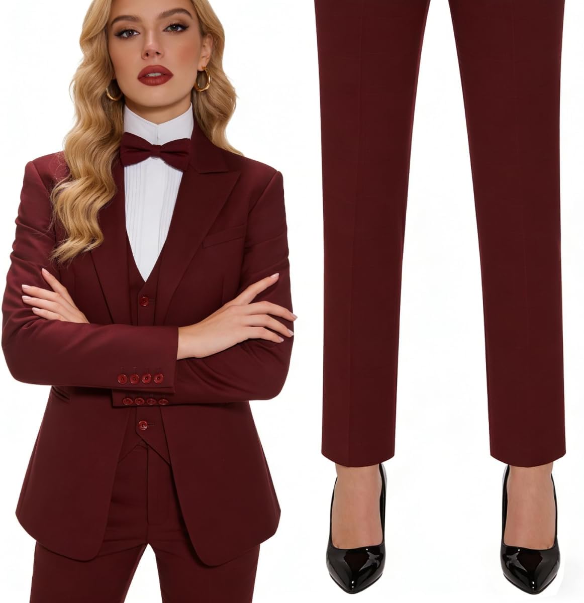 Women's 3 Piece Suit Business Casual Outfits Blazer Vest Pant Professional Pantsuits Set for Work Office