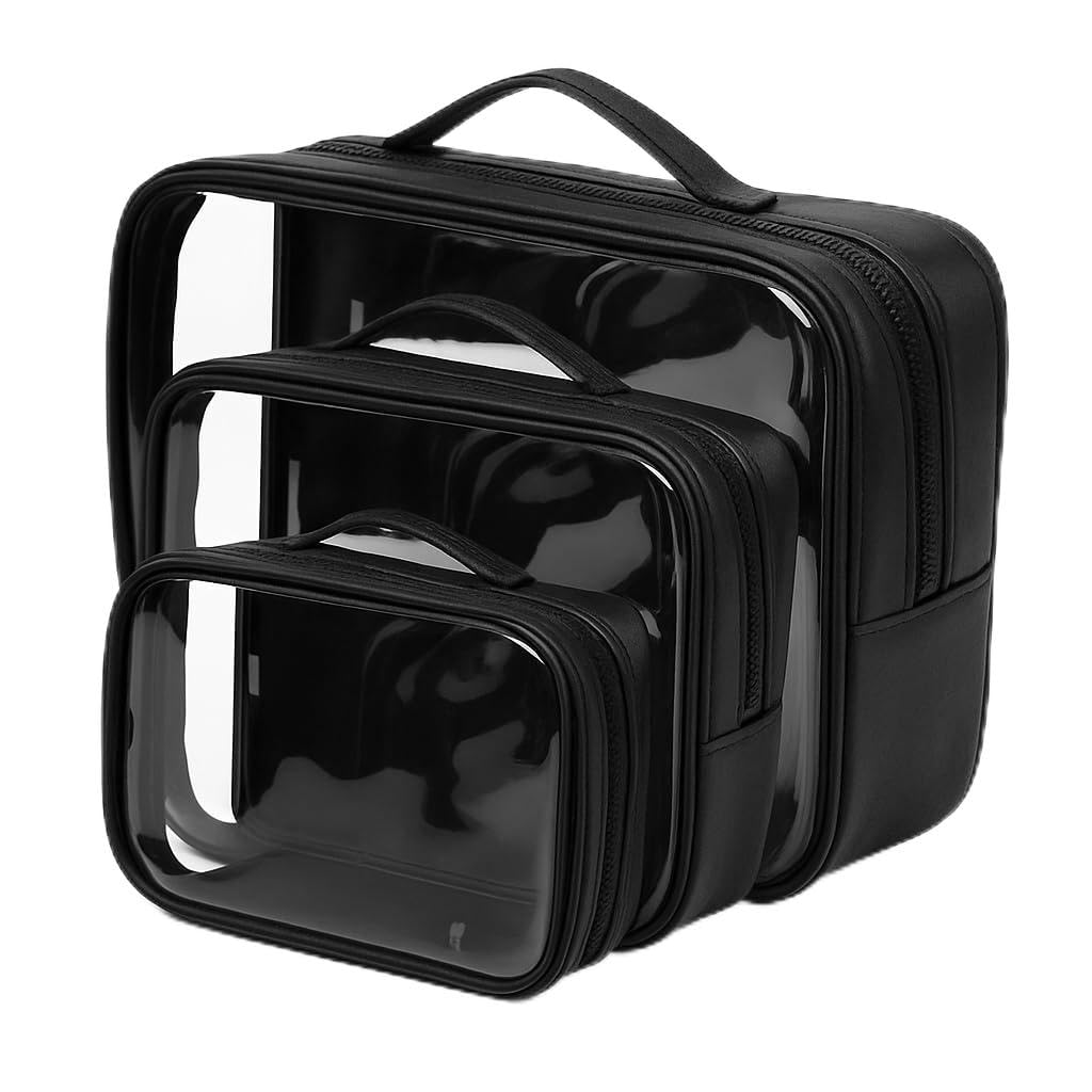 Coslifestore- Cosmetic/Skincare Pouch Pack of Set- 3 Sizes for Organised Storage- PVC Pouch- Spacious- Waterproof- for Travel and Storage Purpose