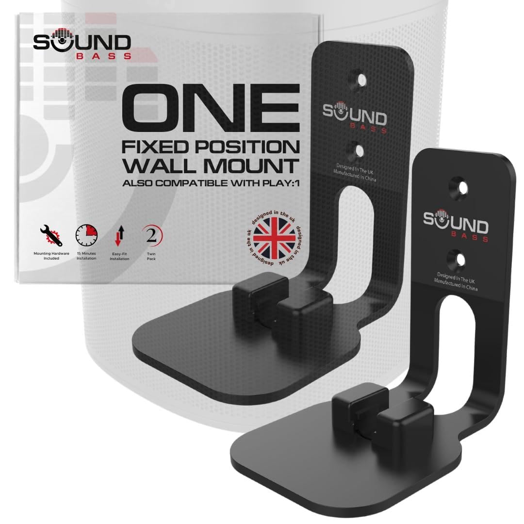 ONE, ONE Gen 2, ONE SL & Play:1 Wall Mount Bracket, Twin Pack [2pcs], Black, Compatible with Sonos ONE, ONE Gen 2, ONE SL & PLAY1 Speaker