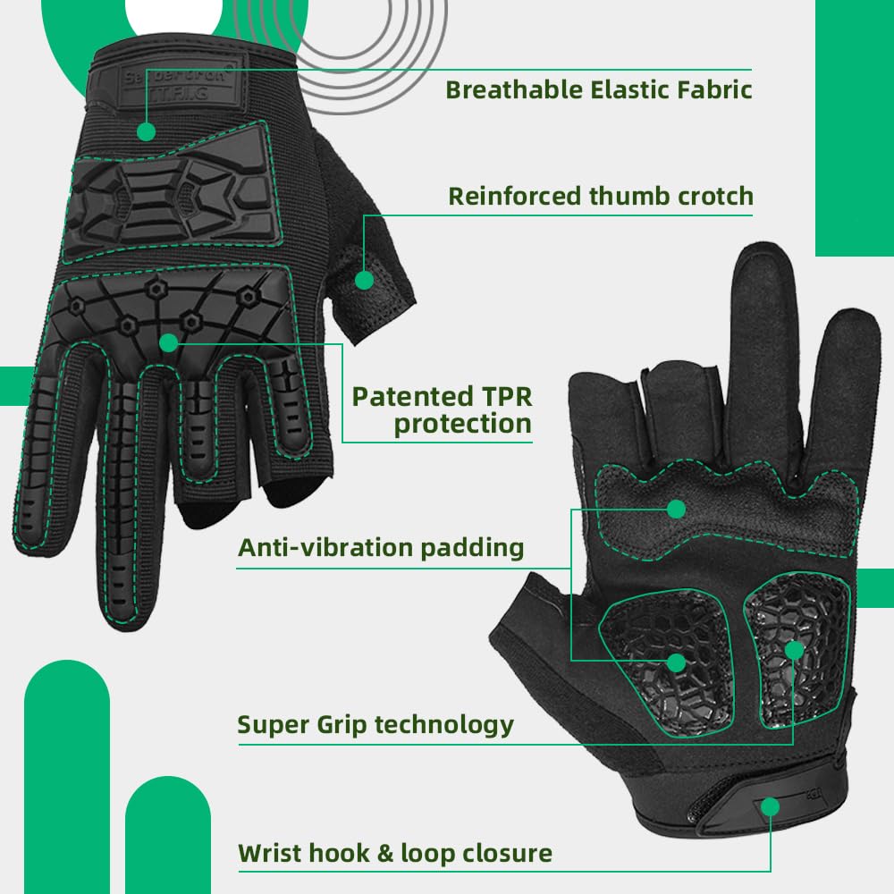 Seibertron T.T.F.I.G 2.0 Men's Tactical Military Gloves Flexible Rubber Knuckle Protective for Combat Hunting Hiking Airsoft Paintball Motorcycle Motorbike Riding Outdoor Gloves - 4