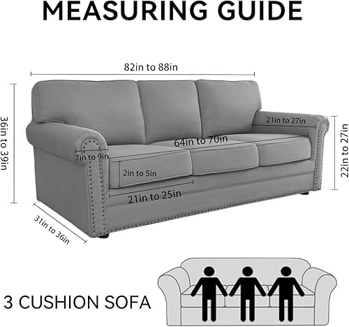 Miniatura 2 de Funda para sofá 100% impermeable, juego de 4 piezas, funda de sofá a rayas para sofá de 3 cojines, con parte inferior de TPU a prueba de fugas,