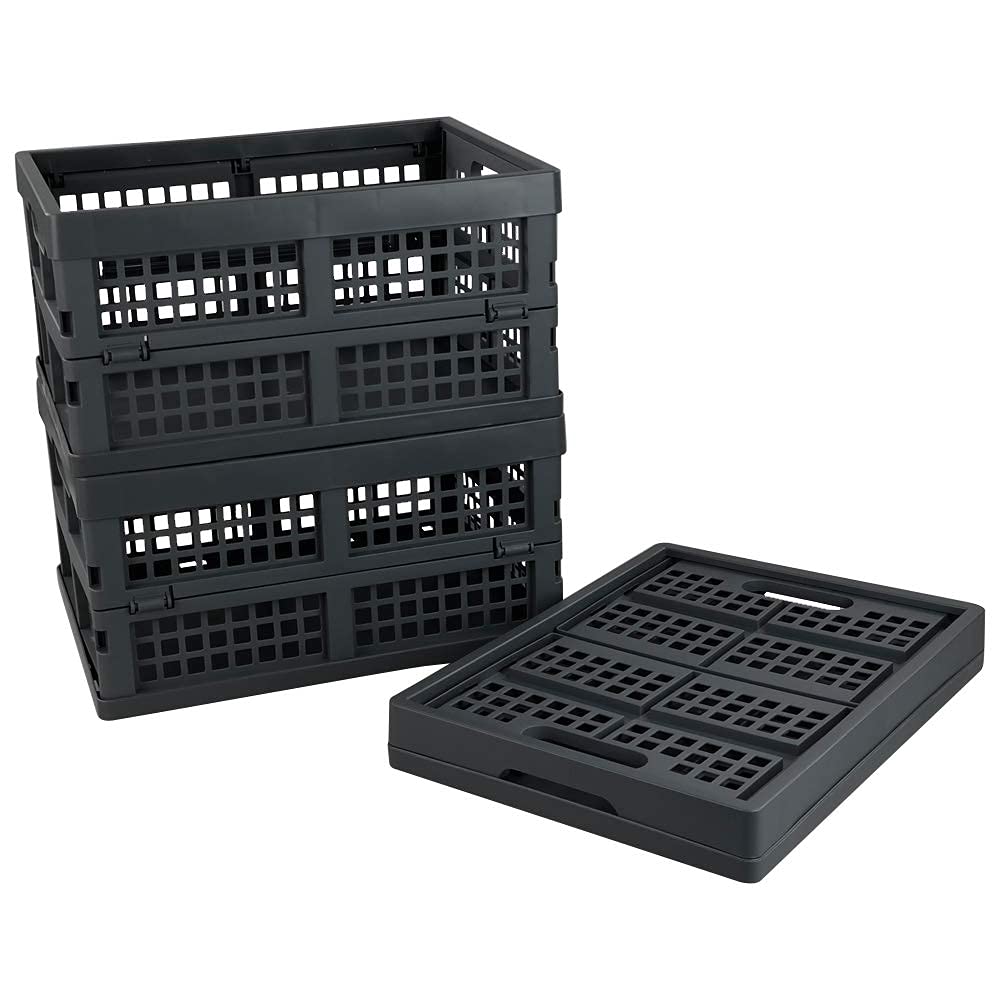 cassette pieghevoli, in plastica, confezione da 3, colore: grigio
