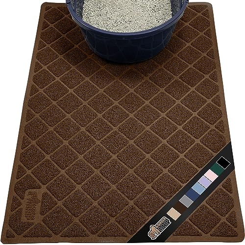 Image of GORILLA GRIP Cat Litter Box Mat, Water Resistant, US Designed Kitty Litter Trapping Mats, Easy to Clean, Scatter Control, Less Mess and Clean Floors, Kitten Supplies for Indoor Cats, 30x20 Brown