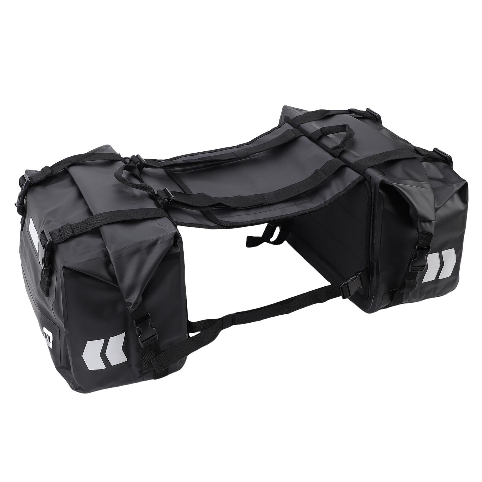 Dilwe Motorrad-Satteltaschen, wasserdichte PVC-Motorrad-Gepäcktasche, 30 L auf Jeder Seite, Insgesamt 60 L, Abnehmbare, Rahmenmontierte Roll-Top-Aufbewahrung für Pendelnde Tourenfahrer