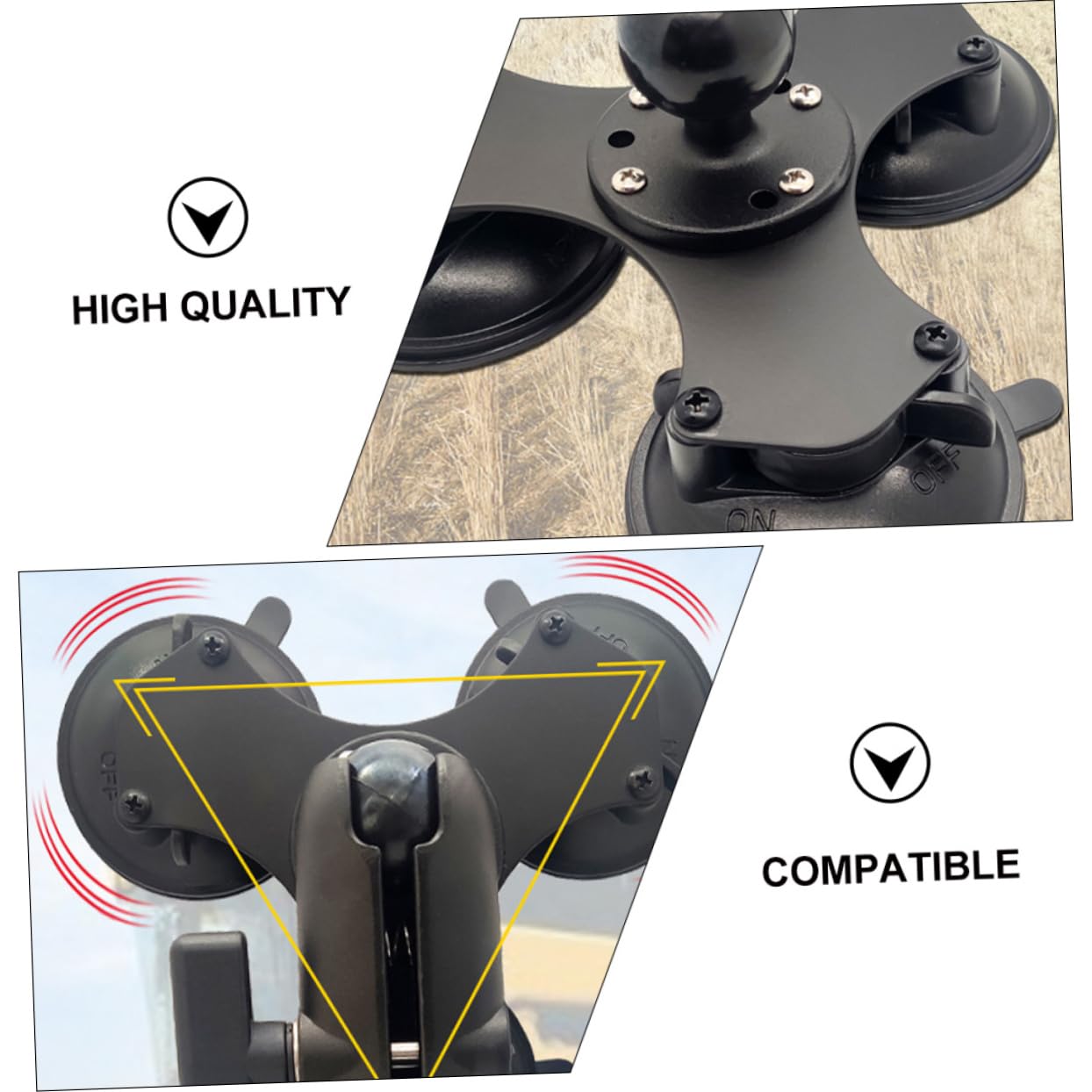 HOMSFOU Soporte De Ventosa Triple para Parabrisas Base Giratoria Ajustable Ligero y Resistente