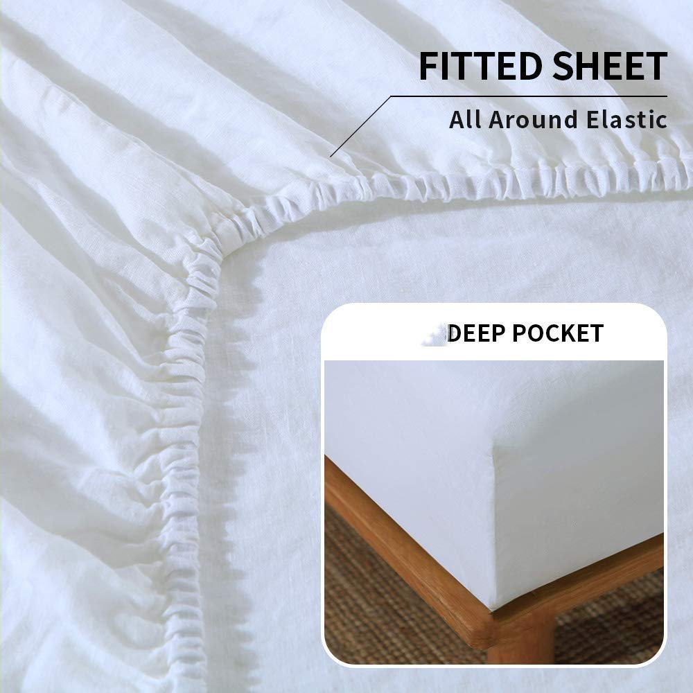 Queen Sleeper Sofa Sheet Set | 4-Pc 600 TC Egyptian Cotton, 6" Deep Pocket (White)
