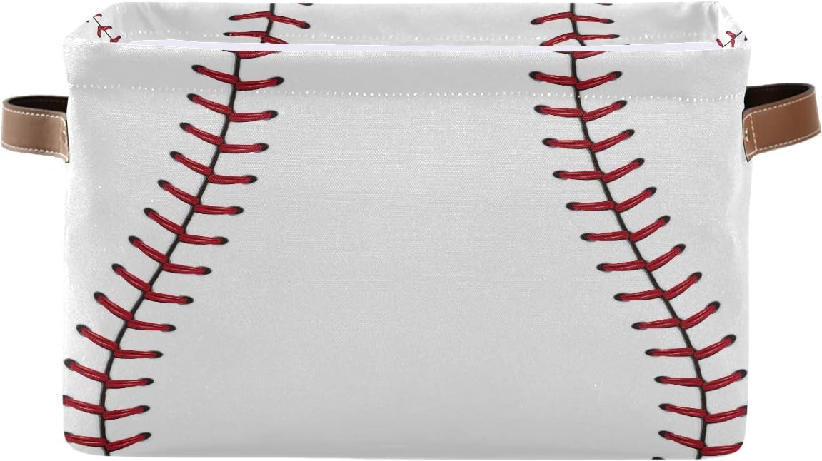 Storage Basket Cube Baseball Laces Large Collapsible Toys Storage Box Bin Laundry Organizer for Closet Shelf Nursery Kids Bedroom,15x11x9.5 in,1 Pack
